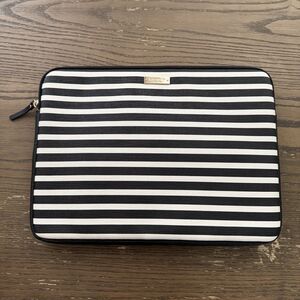 Kate Spade Black & White Striped Laptop Ipad Sleeve 13-inch Travel School Work